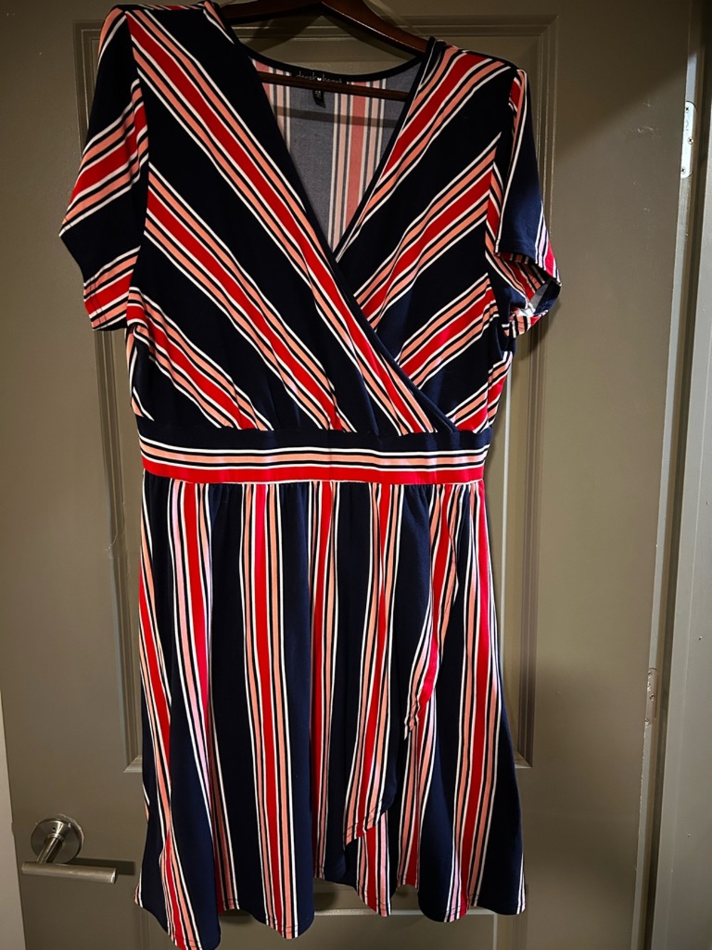 Derek Heart Navy, Red & White Striped Midi Dress